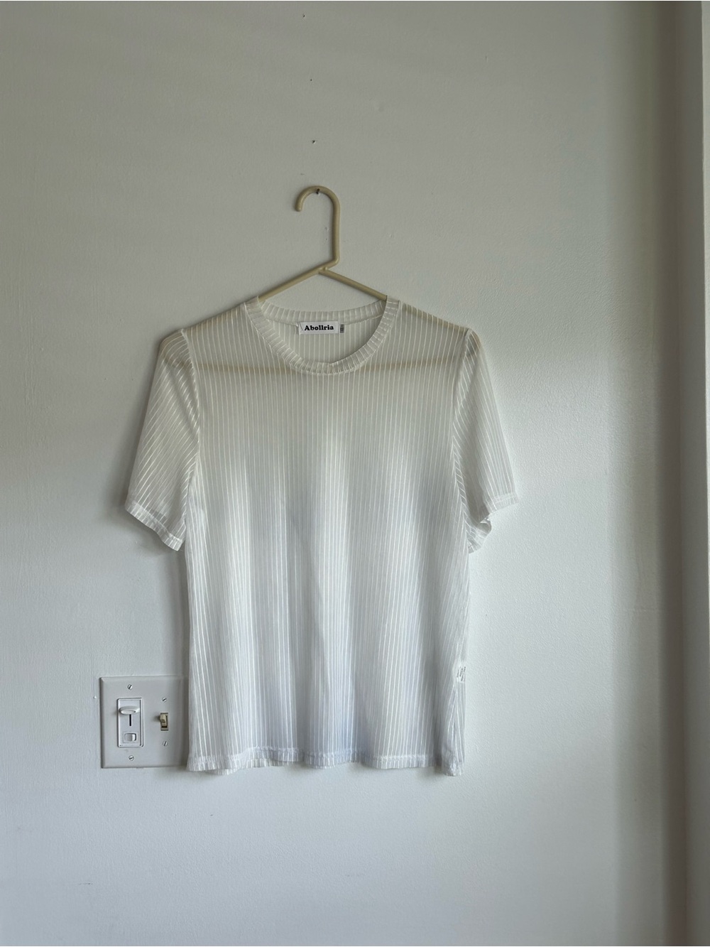 White Sheer Mesh Short Sleeve Shirt Size XL